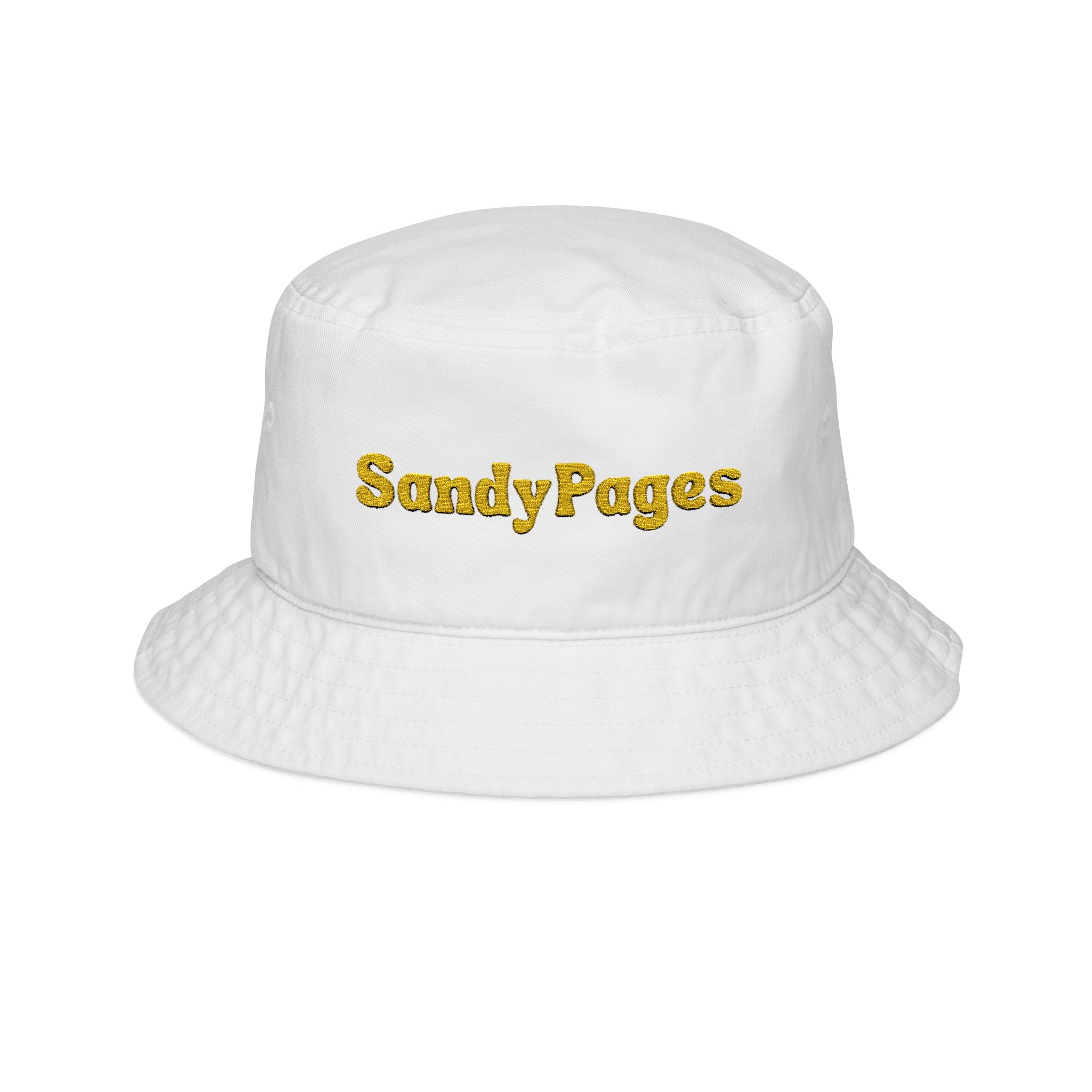 Sandy Pages Embroidered Bucket Hat — Casual Beach Vibe Sun Hat