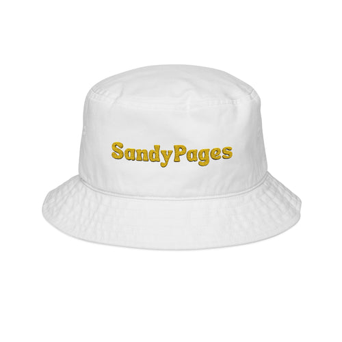 Sandy Pages Embroidered Bucket Hat — Casual Beach Vibe Sun Hat