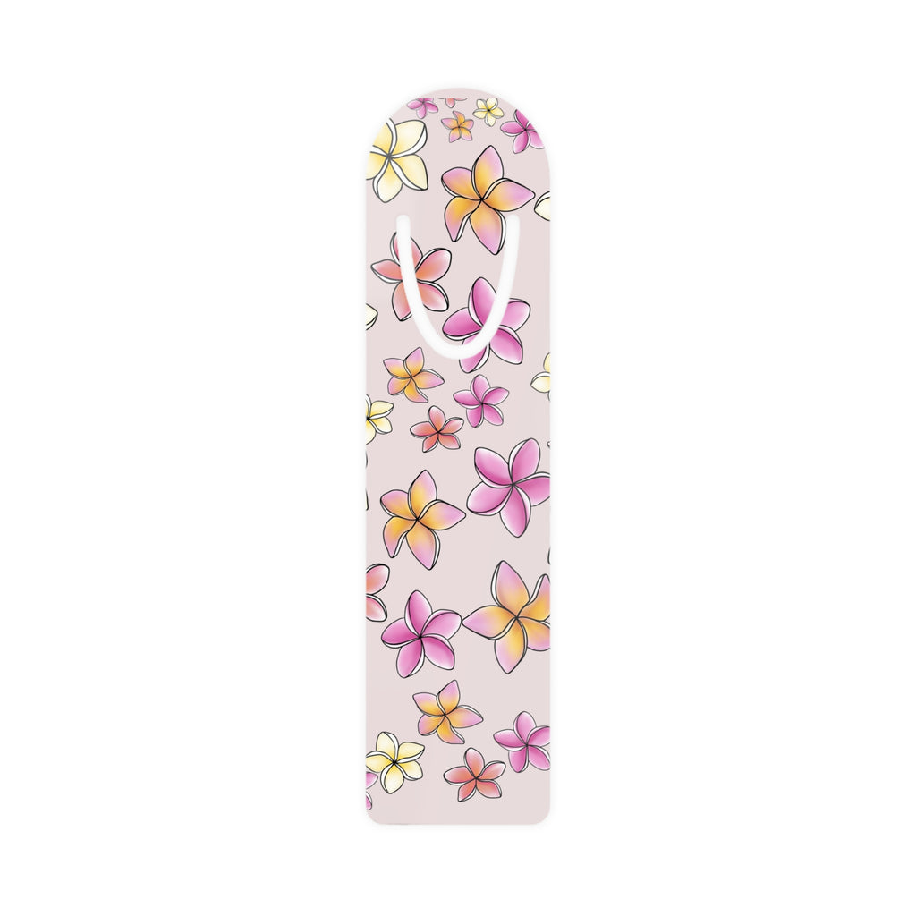 Floral Plumeria Metal Bookmark — Tropical Pink Flower Reading Marker